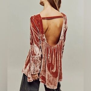 FREE PEOPLE Back To Business Velvet Top size M Medium NWT in Fruit Cake